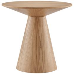 Wesley 23 1/2&quot; Wide Oak Veneered Wood Round Side Table