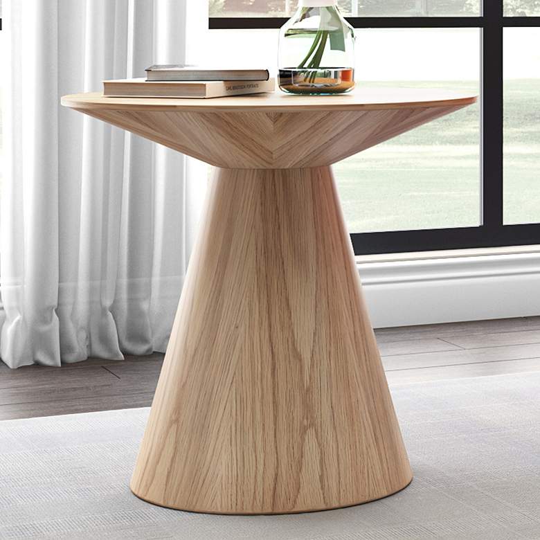 Image 1 Wesley 23 1/2 inch Wide Oak Veneered Wood Round Side Table