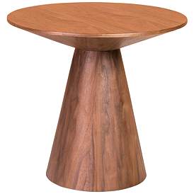 Image3 of Wesley 23 1/2" Wide Walnut Veneered Wood Round Side Table