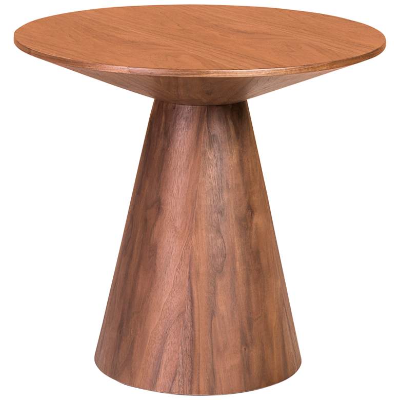 Image 3 Wesley 23 1/2 inch Wide Walnut Veneered Wood Round Side Table