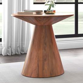 Image2 of Wesley 23 1/2" Wide Walnut Veneered Wood Round Side Table