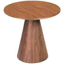 Image5 of Wesley 23 1/2" Wide Walnut Veneered Wood Round Side Table more views