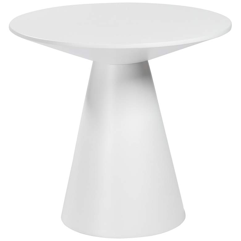 Image 2 Wesley 23 1/2 inch Wide White Lacquered Wood Round Side Table