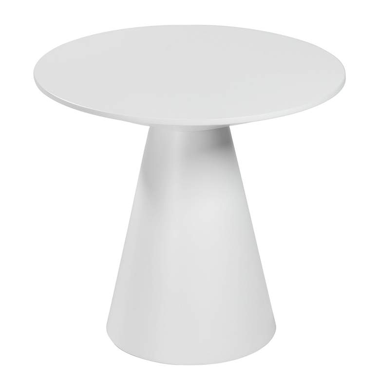 Image 4 Wesley 23 1/2" Wide White Lacquered Wood Round Side Table more views