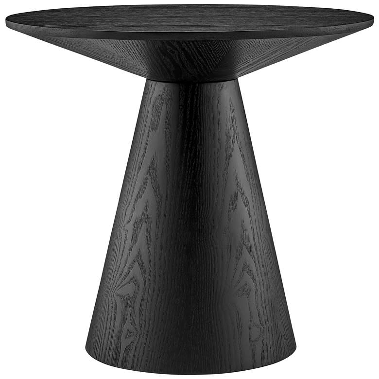Image 3 Wesley 23 1/2"W Ash Veneered Matte Black Round Side Table