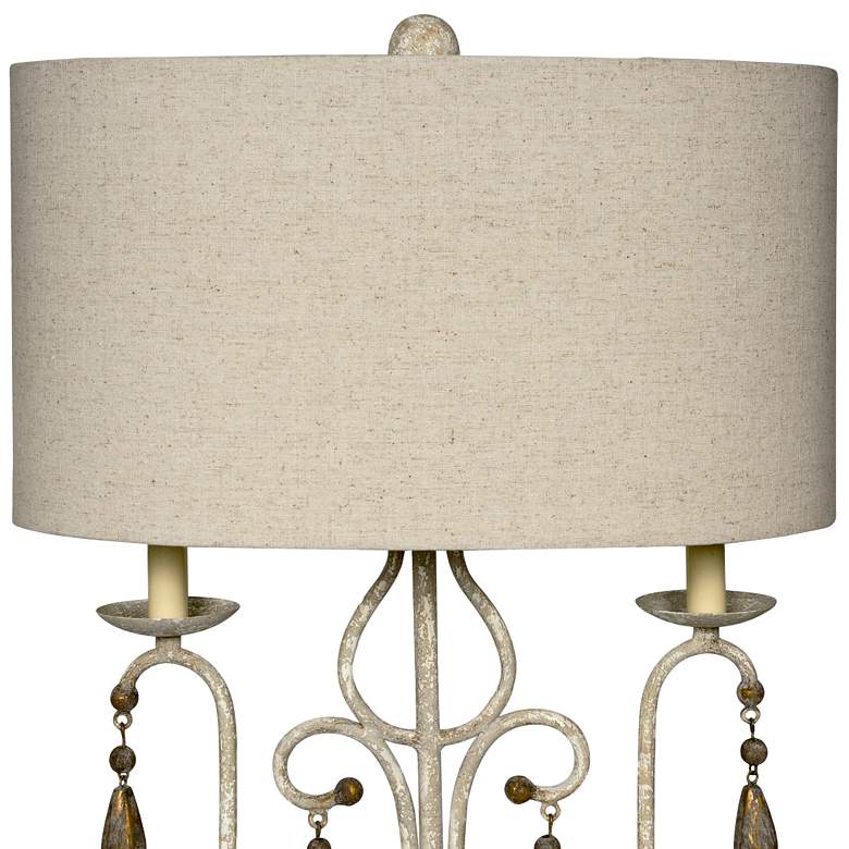 Image 2 Wesley 29 inch Distressed White and Brown Beaded Table Lamp more views