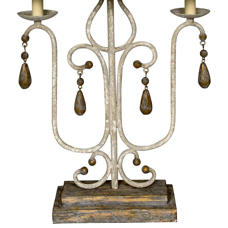 Image 3 Wesley 29" Distressed White and Brown Beaded Table Lamp more views