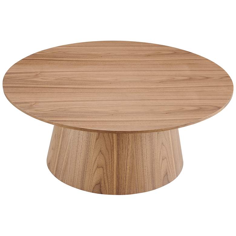 Image 3 Wesley 35 1/2" Wide Walnut Veneered Wood Round Coffee Table more views