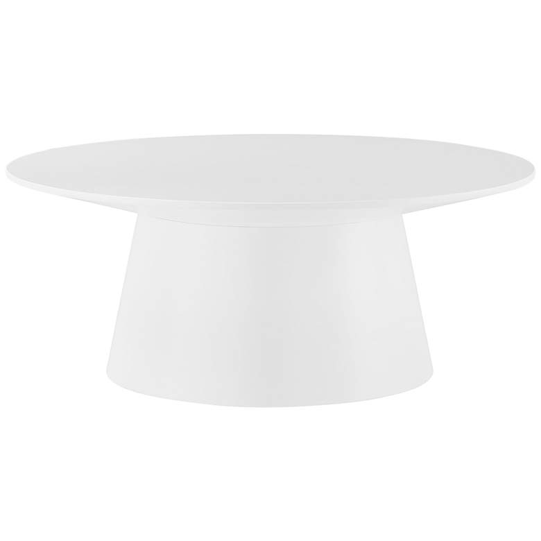 Image 1 Wesley 35 1/2 inch Wide White Lacquered Wood Round Coffee Table
