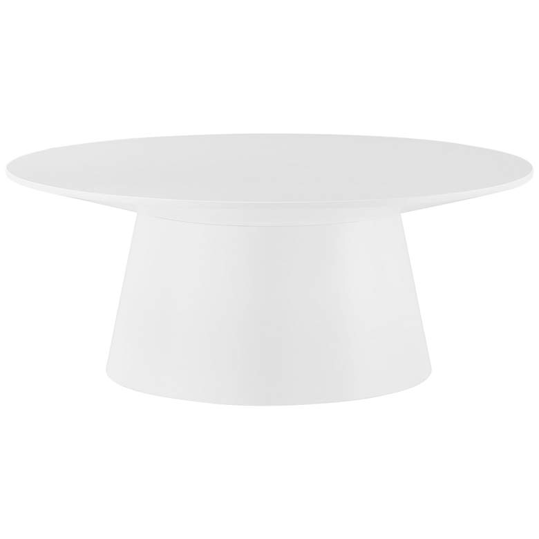 Image 1 Wesley 35 1/2" Wide White Lacquered Wood Round Coffee Table