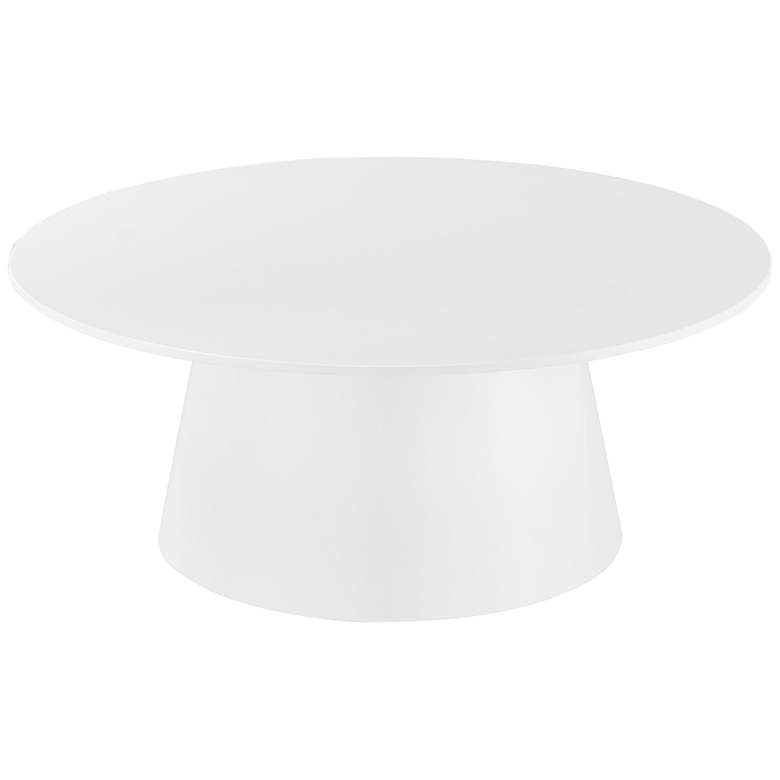 Image 6 Wesley 35 1/2" Wide White Lacquered Wood Round Coffee Table more views