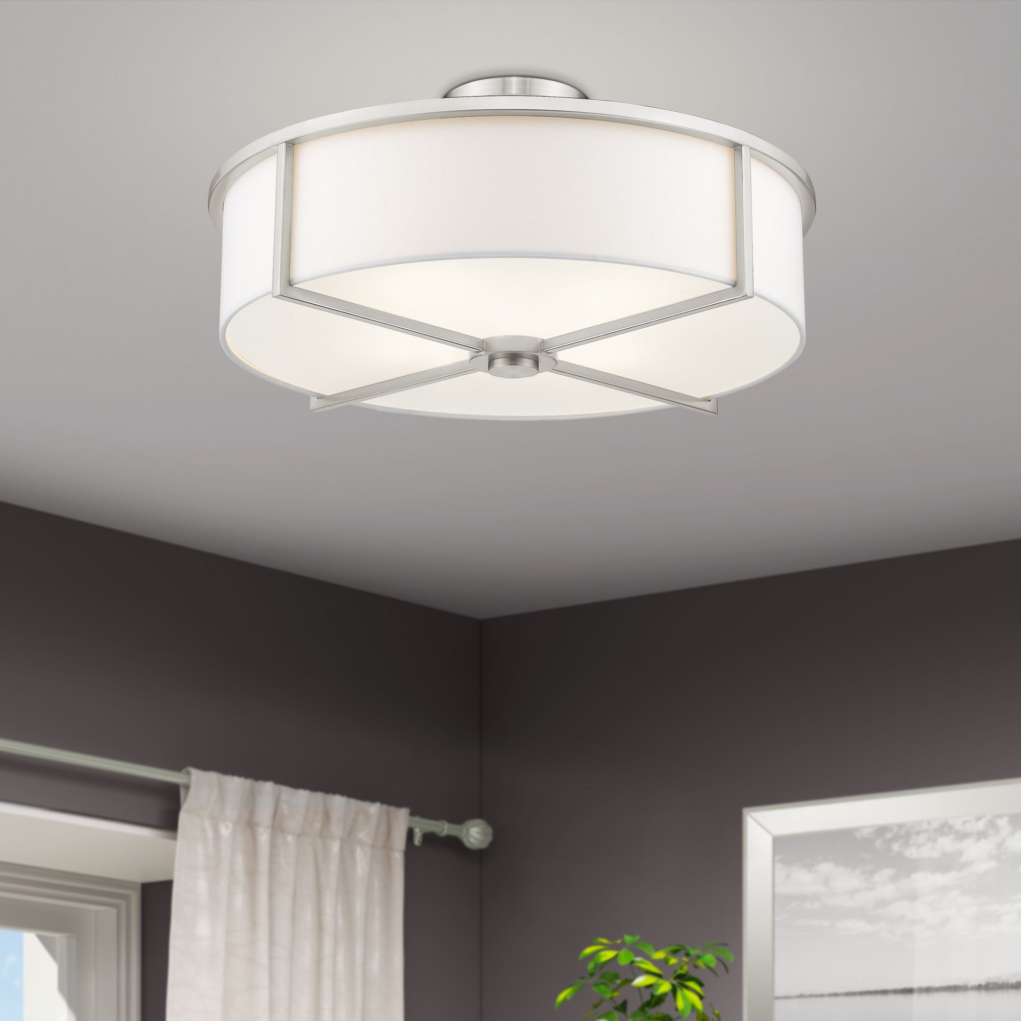 Wesley 4 Light Brushed Nickel Ceiling Mount