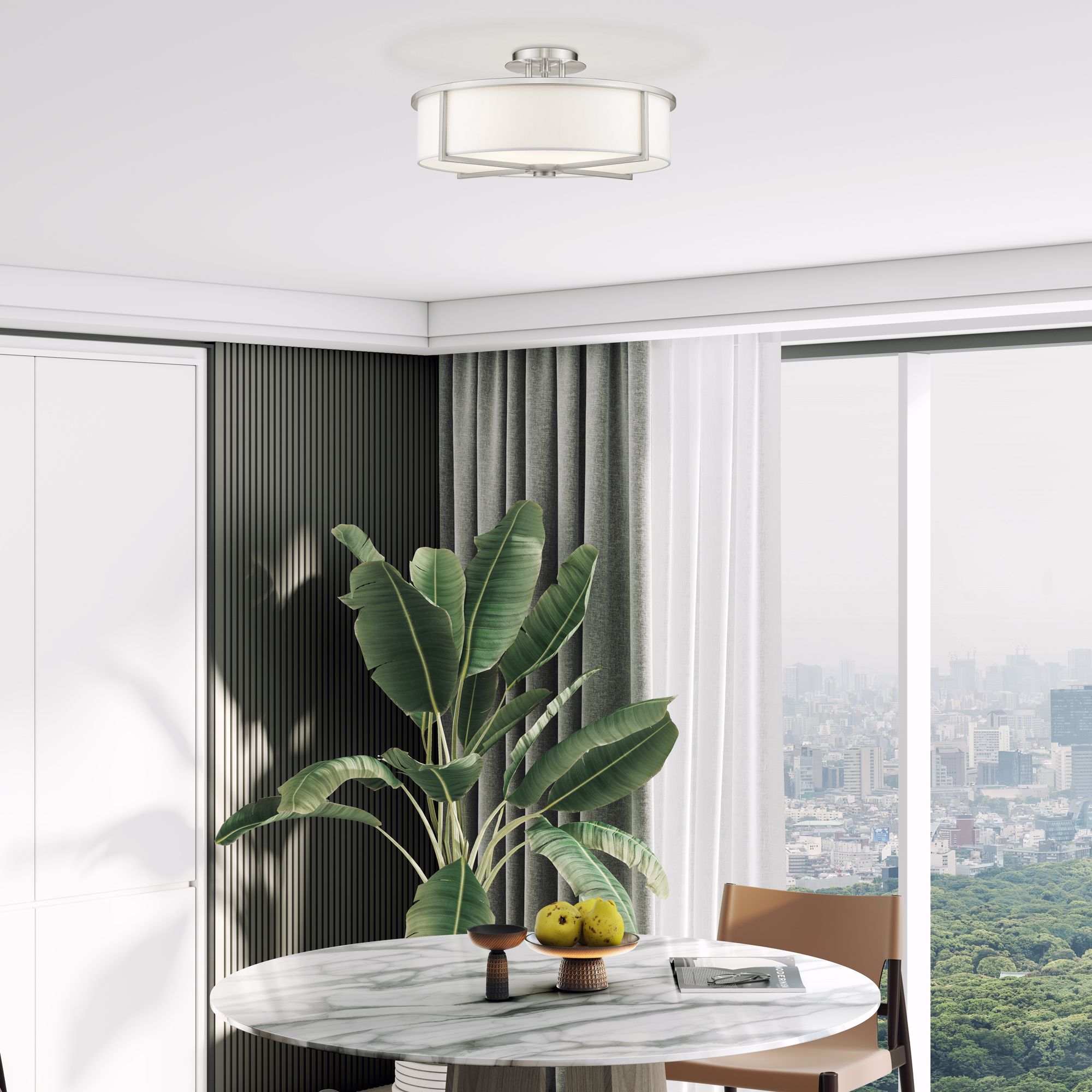 Wesley 4 Light Brushed Nickel Ceiling Mount