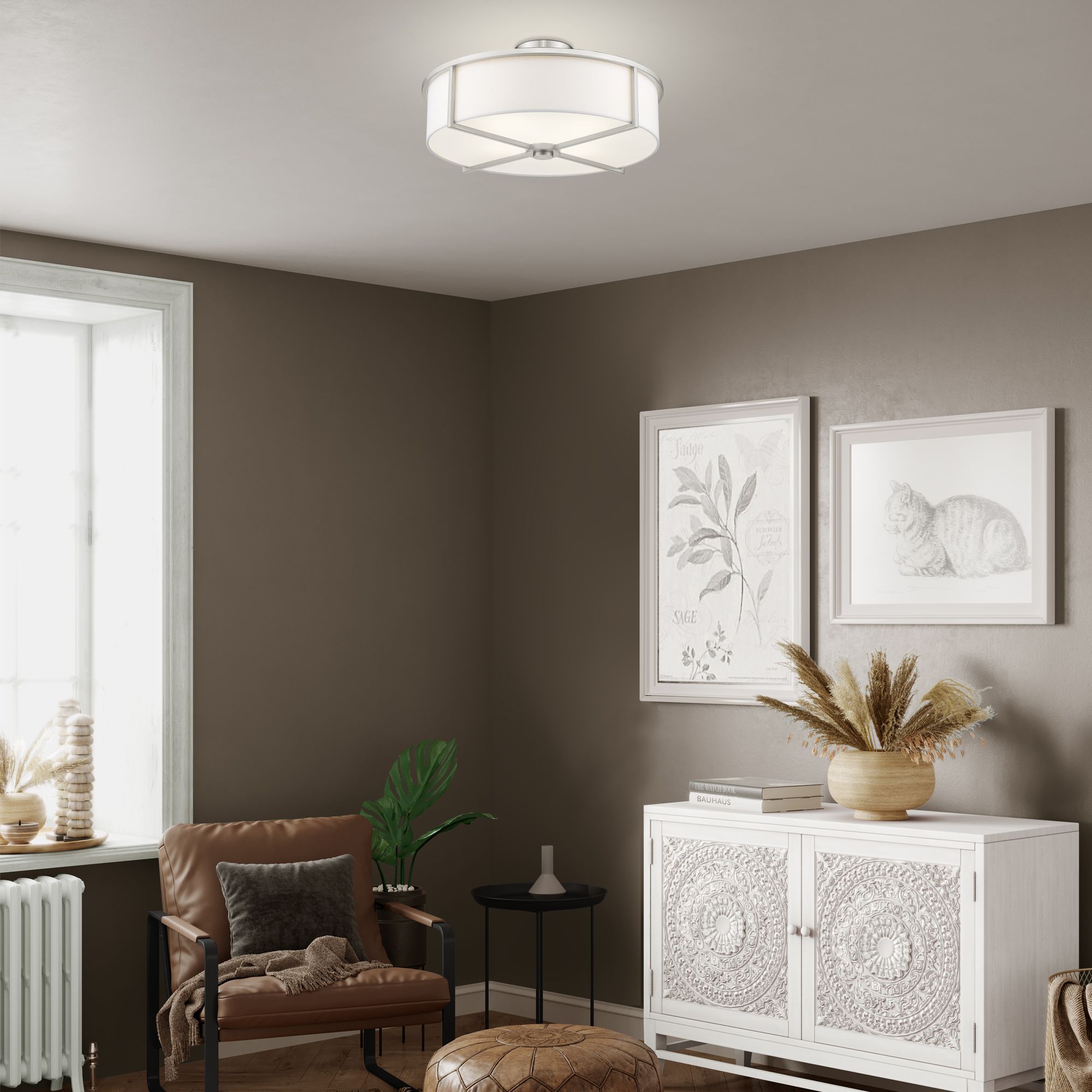 Wesley 4 Light Brushed Nickel Ceiling Mount