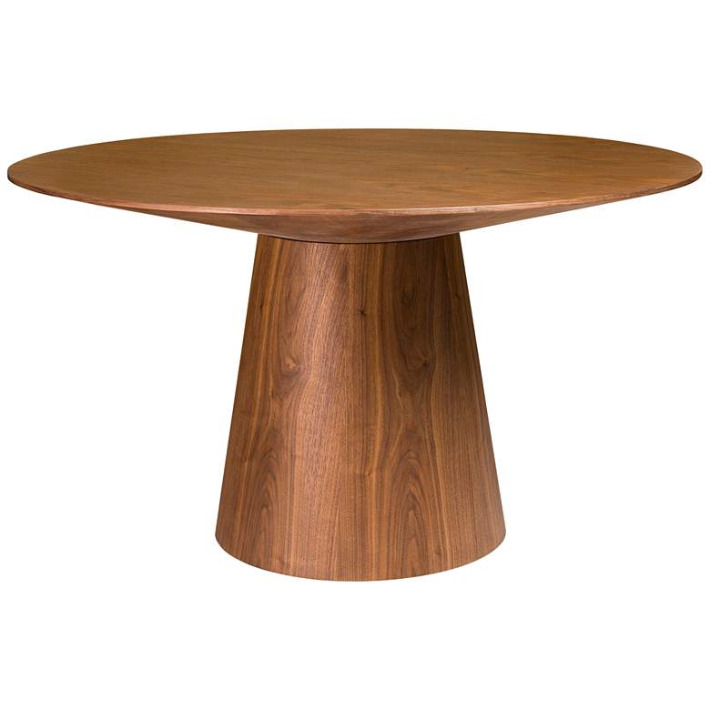 Image 4 Wesley 53 1/4 inch Wide Walnut Veneered Wood Round Dining Table more views