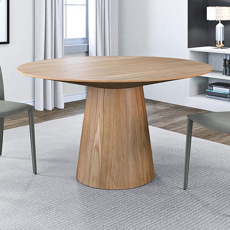 Image 2 Wesley 53 inch Wide Oak Veneered Wood Round Dining Table