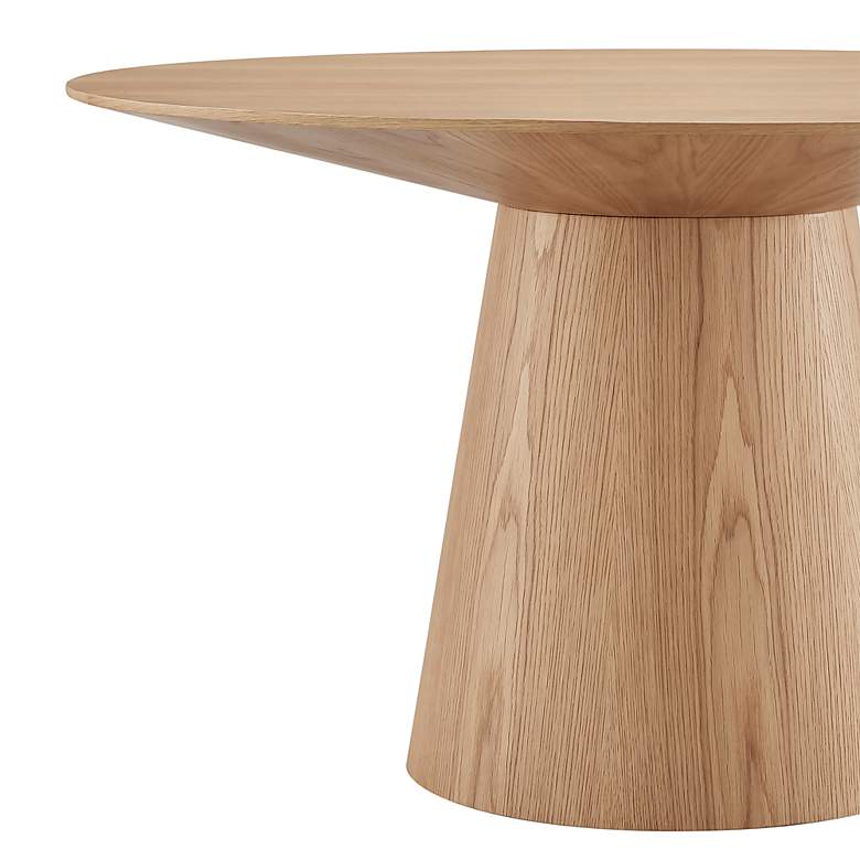 Image 4 Wesley 53" Wide Oak Veneered Wood Round Dining Table more views