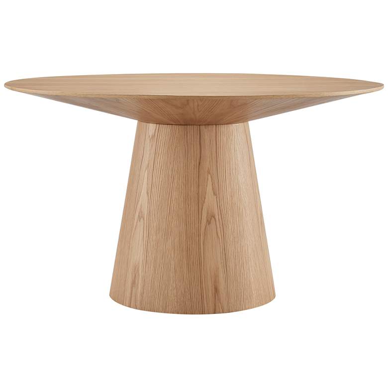 Image 6 Wesley 53" Wide Oak Veneered Wood Round Dining Table more views