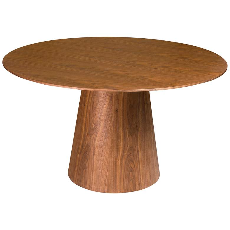 Image 1 Wesley 53" Wide Walnut Veneered Wood Round Dining Table