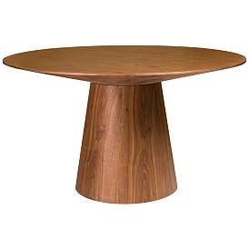 Image4 of Wesley 53" Wide Walnut Veneered Wood Round Dining Table more views