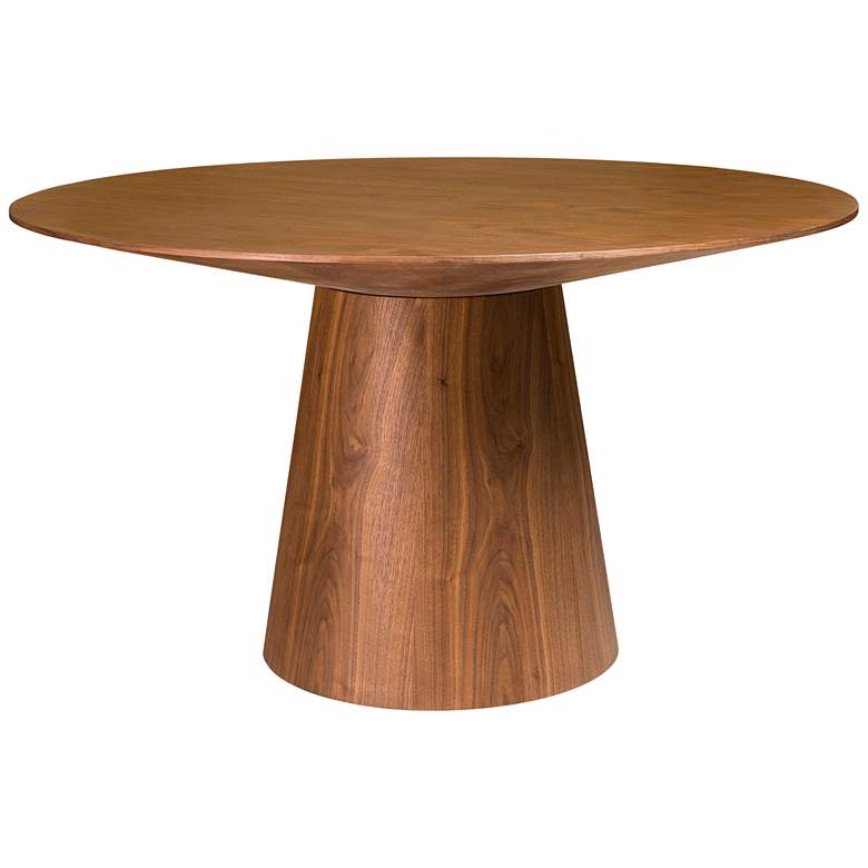 Image 4 Wesley 53" Wide Walnut Veneered Wood Round Dining Table more views