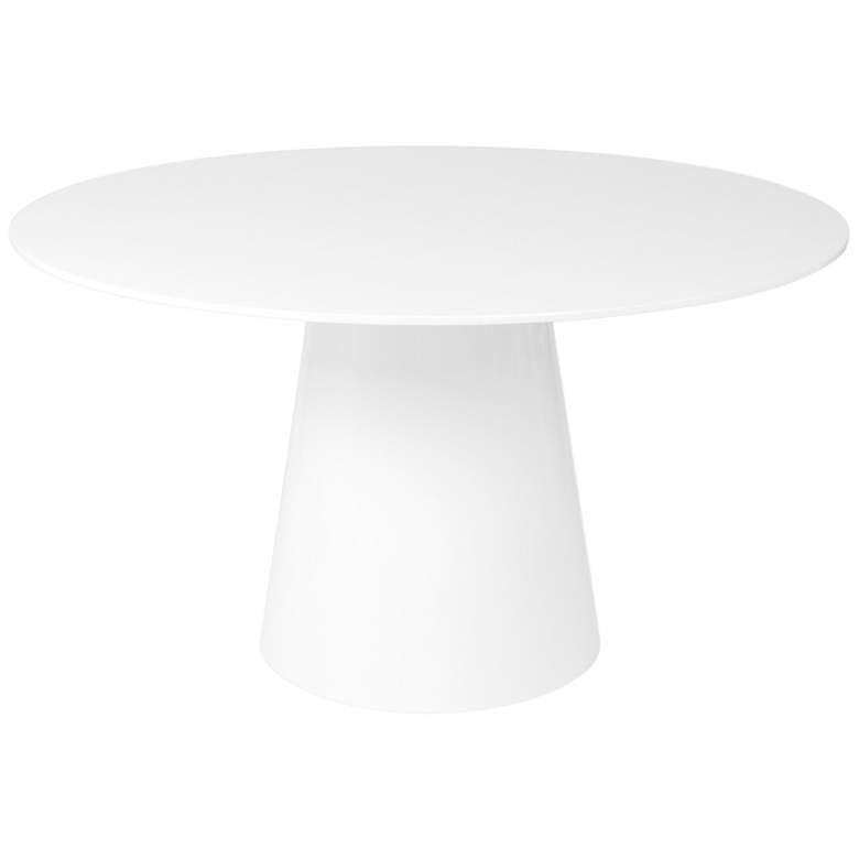 Image 4 Wesley 53" Wide White Lacquered Wood Round Dining Table more views