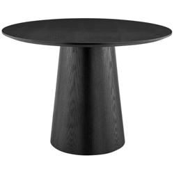 Wesley 53&quot;W Ash Veneered Matte Black Round Dining Table