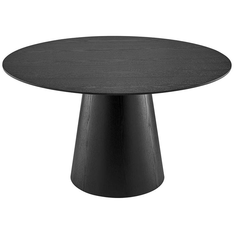 Image 7 Wesley 53"W Ash Veneered Matte Black Round Dining Table more views