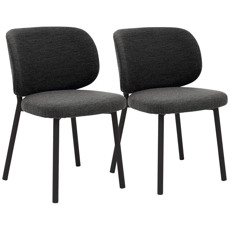 Image 1 Wesley Deep Gray Boucle Fabric Accent Chairs Set of 2