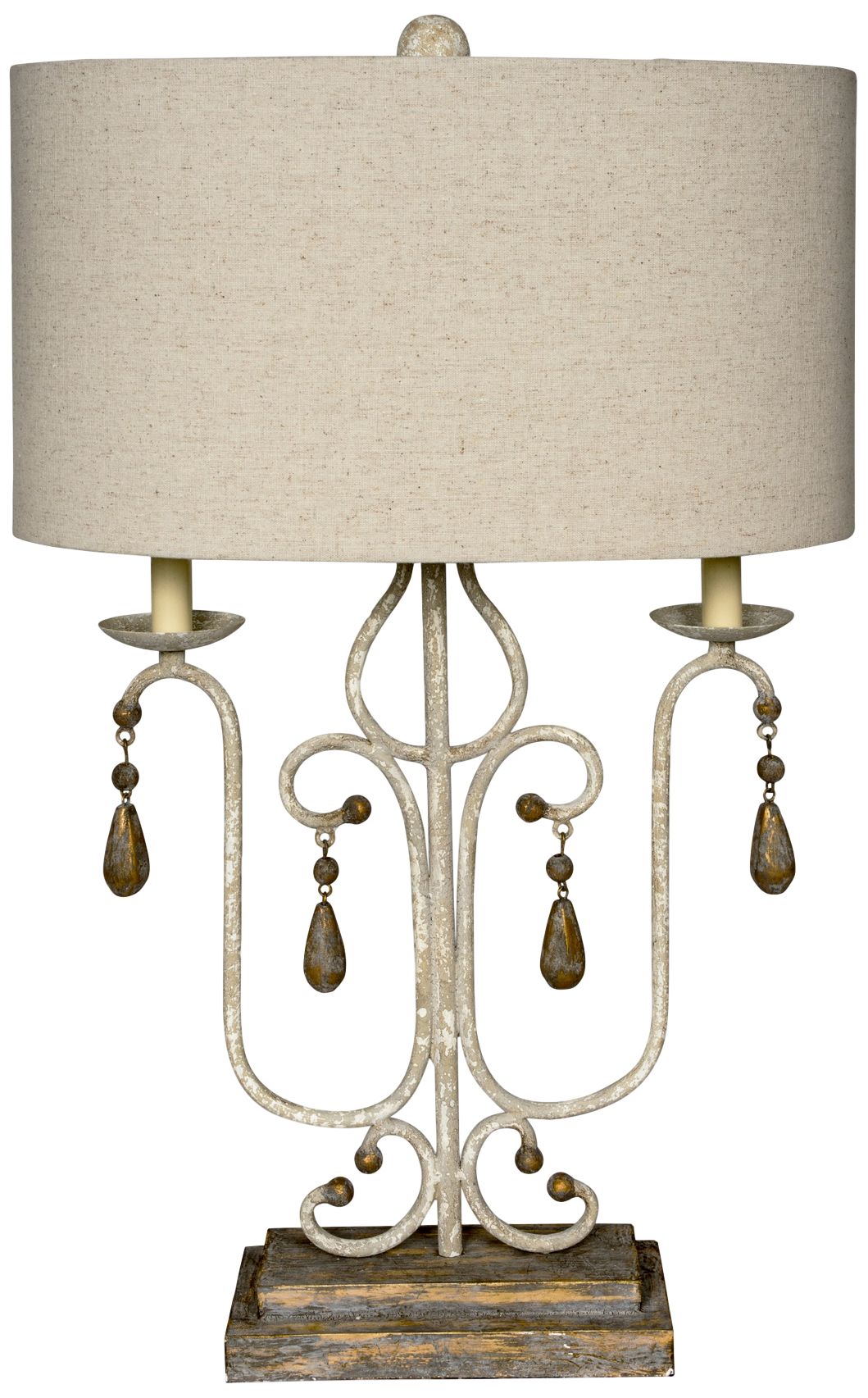 white and brown table lamp