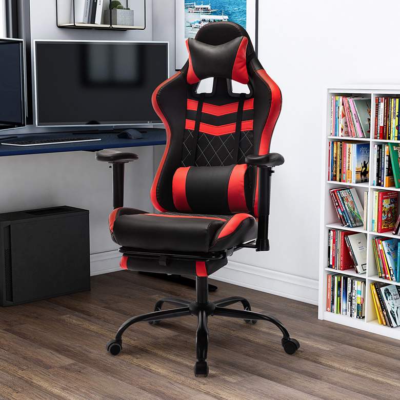 Image 1 Wessex Black Red Faux Leather Adjustable Gaming Chair
