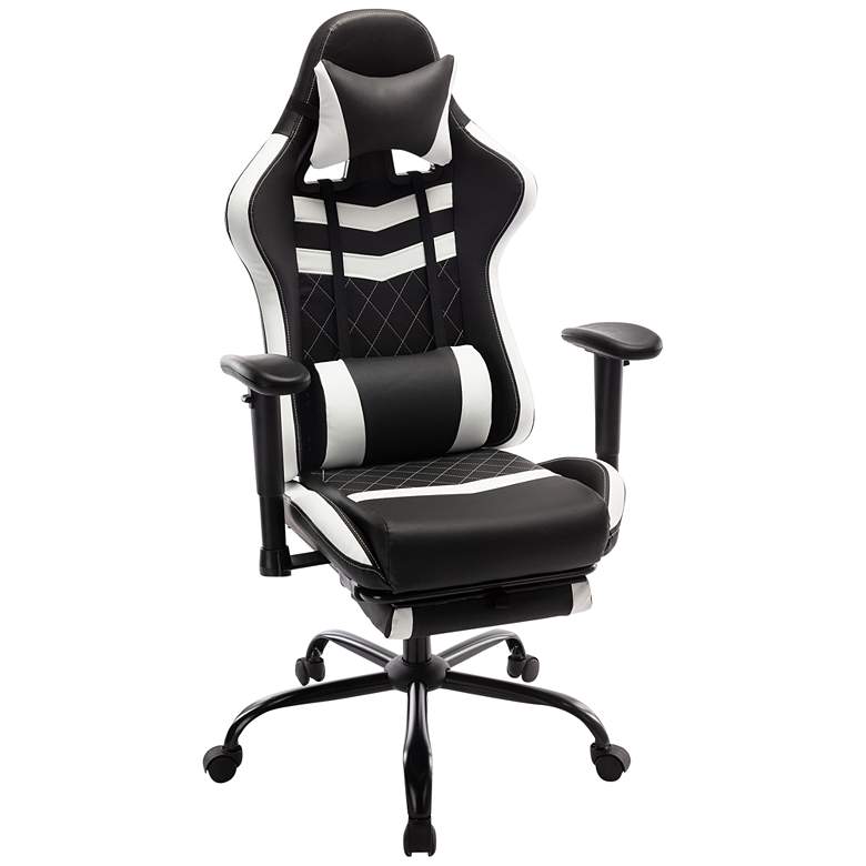 Image 2 Wessex Black White Faux Leather Adjustable Gaming Chair