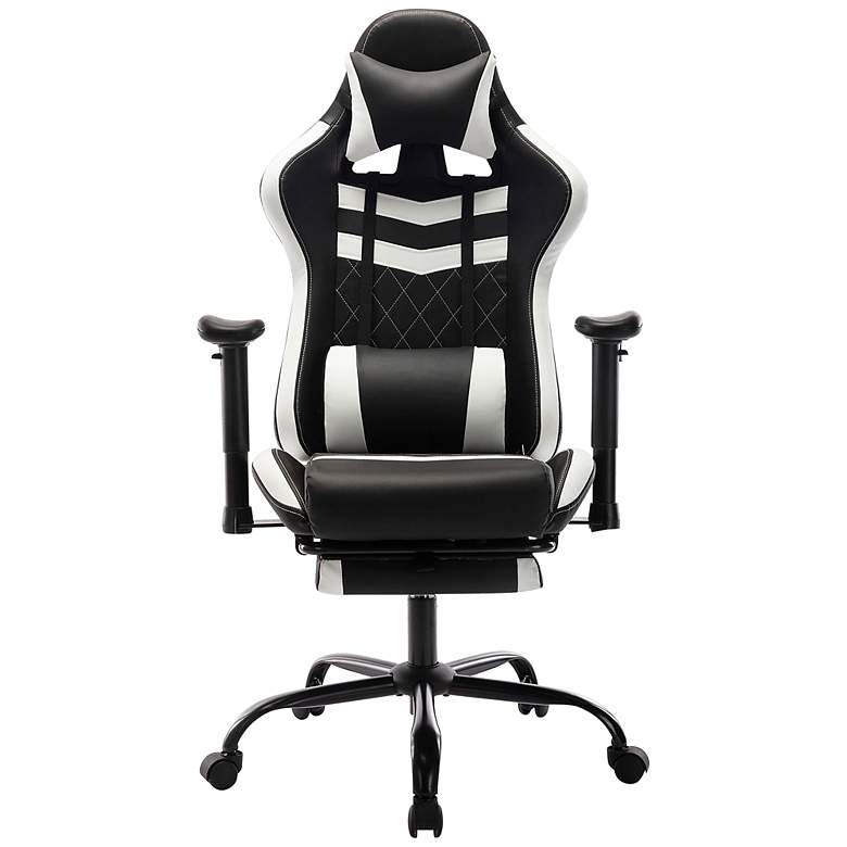 Image 5 Wessex Black White Faux Leather Adjustable Gaming Chair more views