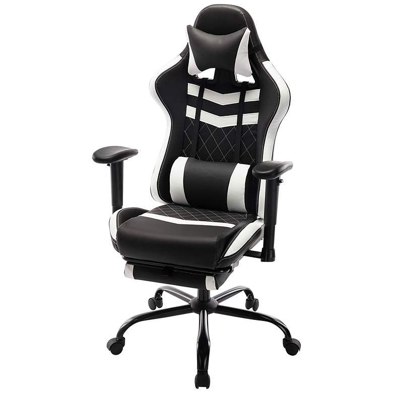Image 6 Wessex Black White Faux Leather Adjustable Gaming Chair more views