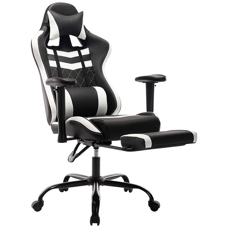 Image 7 Wessex Black White Faux Leather Adjustable Gaming Chair more views