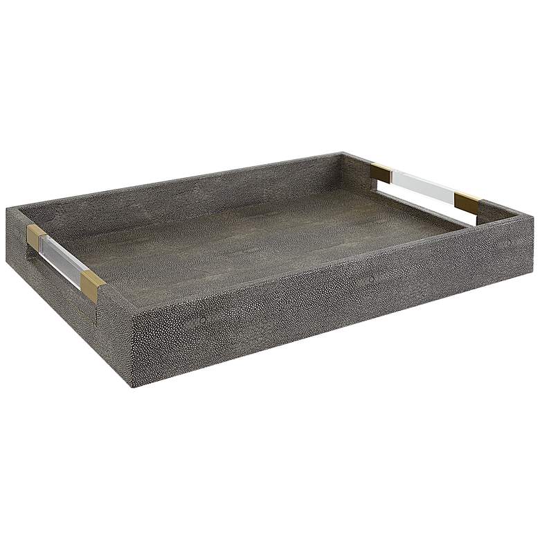 Image 1 Wessex Gray Faux Shagreen Decorative Tray with Handles