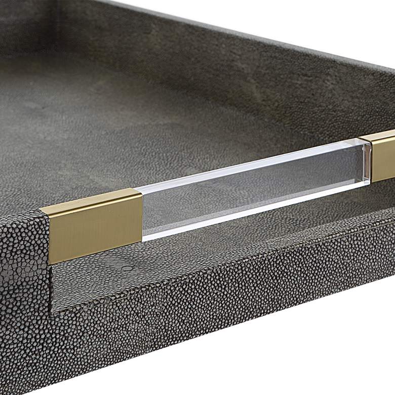 Image 2 Wessex Gray Faux Shagreen Decorative Tray with Handles more views