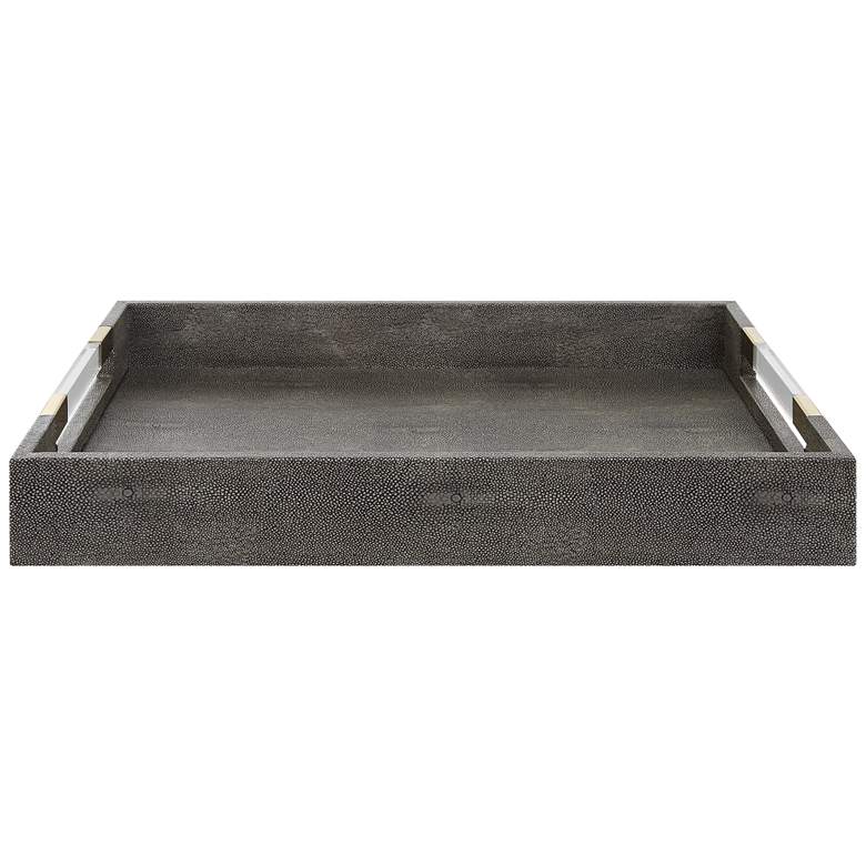 Image 3 Wessex Gray Faux Shagreen Decorative Tray with Handles more views