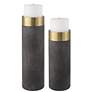 Wessex Gray Faux Shagreen Pillar Candle Holders Set of 2