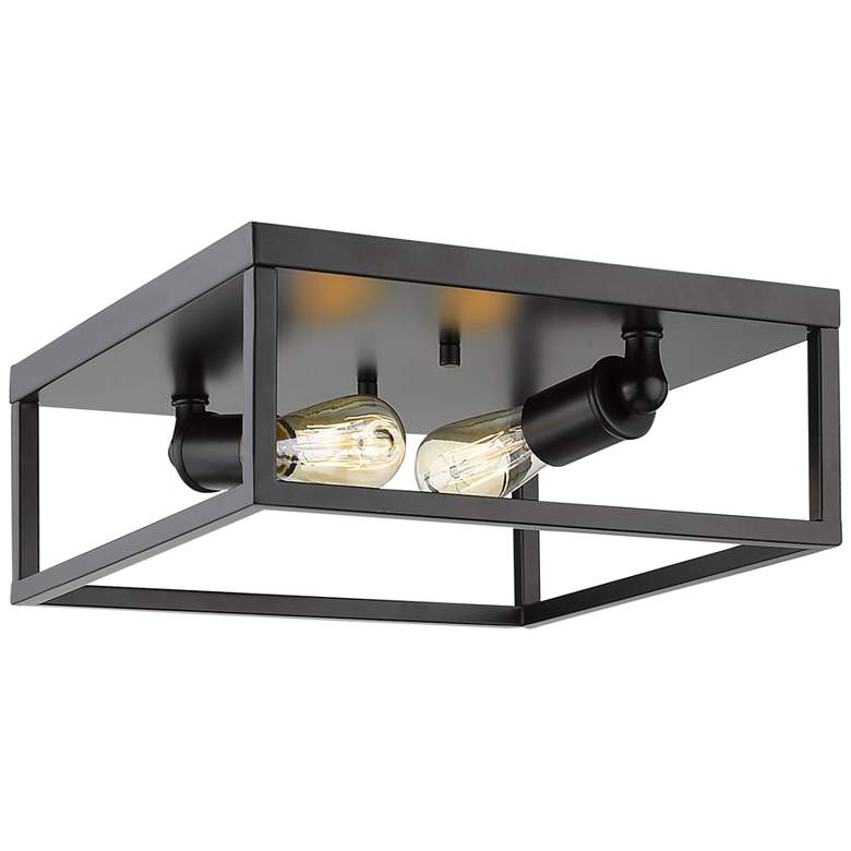 Image 3 Wesson 12" Wide Matte Black Square 2-Light Ceiling Light