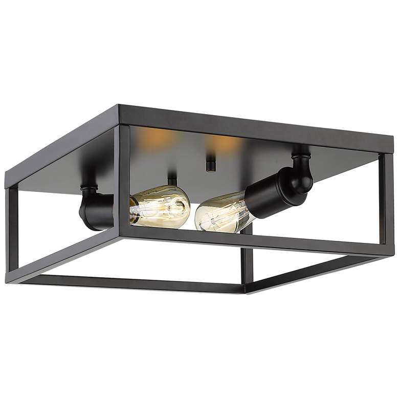 Image 3 Wesson 12 inch Wide Matte Black Square 2-Light Ceiling Light