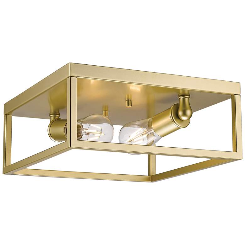Image 2 Wesson 12 inch Wide Olympic Gold Metal 2-Light Ceiling Light