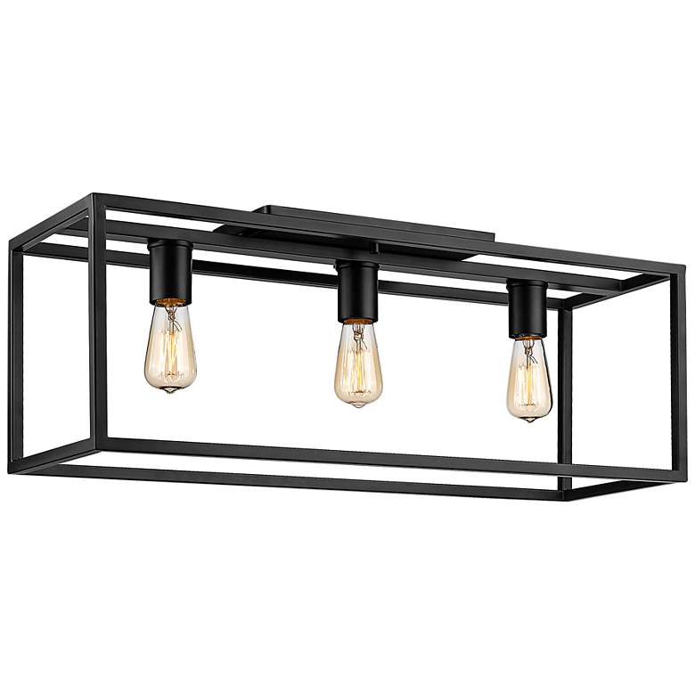 Image 1 Wesson 25 1/4" Wide Matte Black 3-Light Ceiling Light
