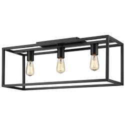 Wesson 25 1/4" Wide Matte Black 3-Light Ceiling Light