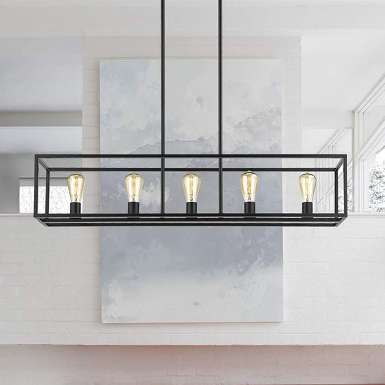 Image 1 Wesson 41" Wide Black 5-Light Linear Chandelier