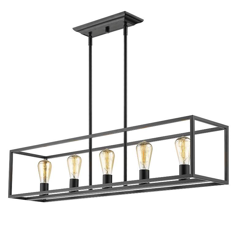 Image 4 Wesson 41" Wide Black 5-Light Linear Chandelier more views