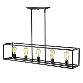 Image5 of Wesson 41" Wide Matte Black 5-Light Linear Pendant more views