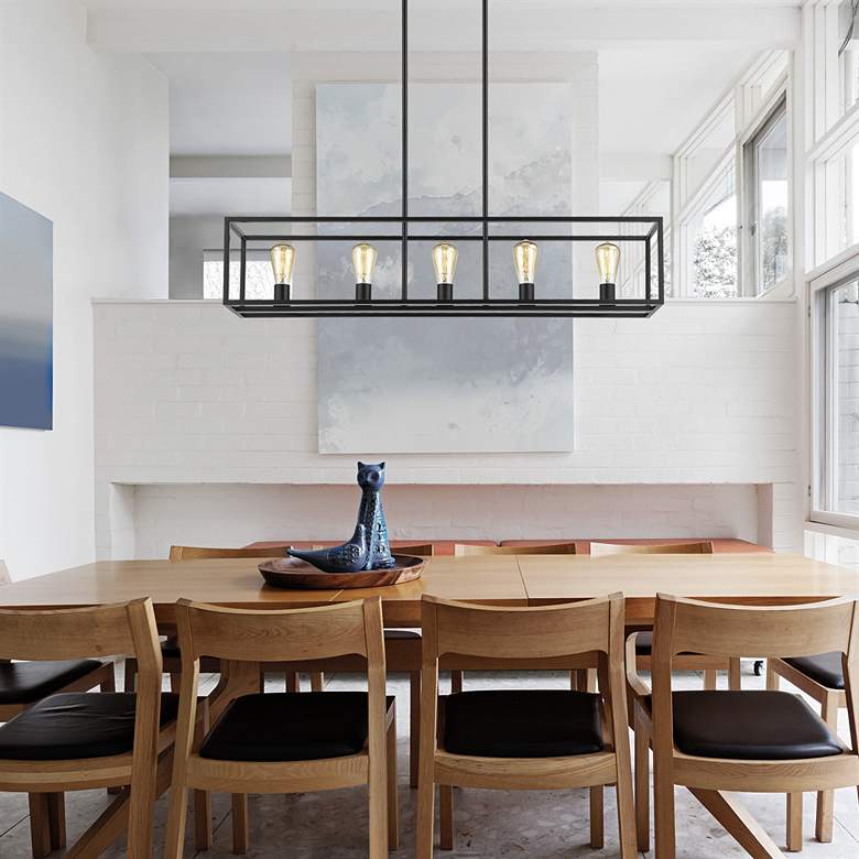 Image 6 Wesson 41" Wide Matte Black 5-Light Linear Pendant more views