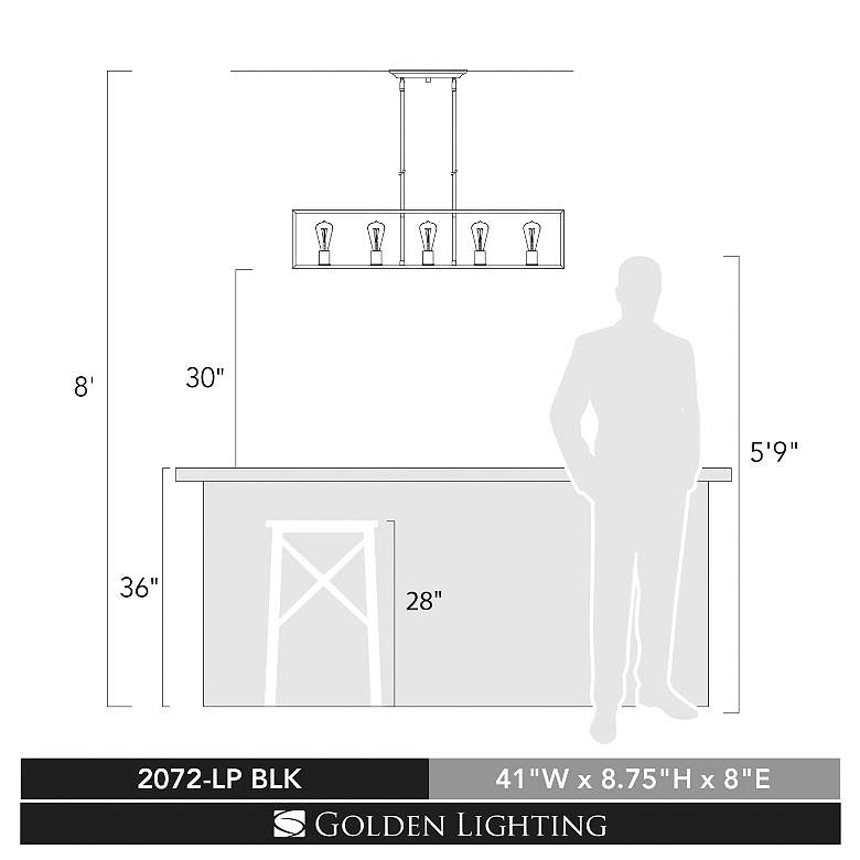 Image 7 Wesson 41" Wide Matte Black 5-Light Linear Pendant more views