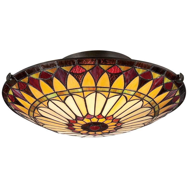 West End 17&quot; Wide Tiffany-Style Sunflower Ceiling Light more views